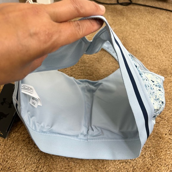 NWT Under Armour x Project Rock Womens Blue Spotted Crossback Sports Bra 1371365 - Picture 8 of 11